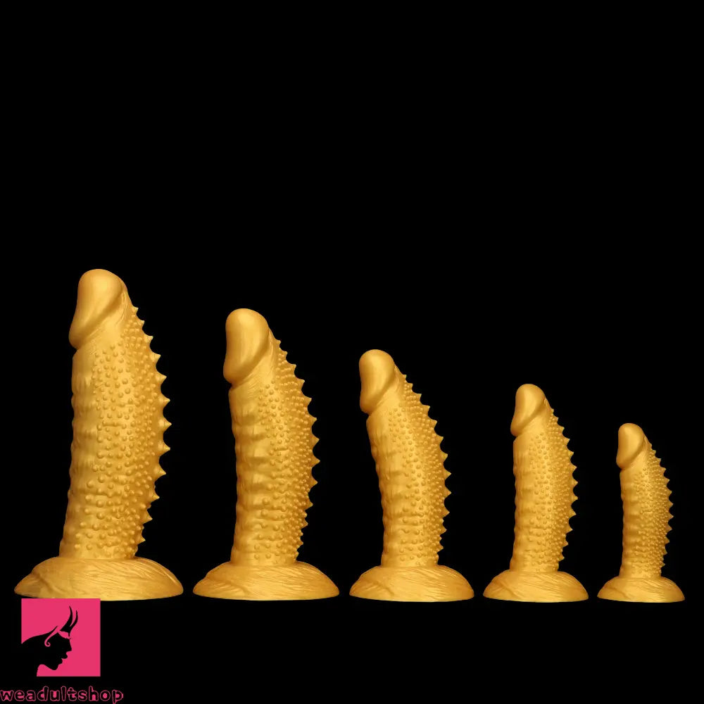 .48in 9.05in 10.62in 12.59in 14.17in Golden Soft Wolf-tooth Spiked Dildo