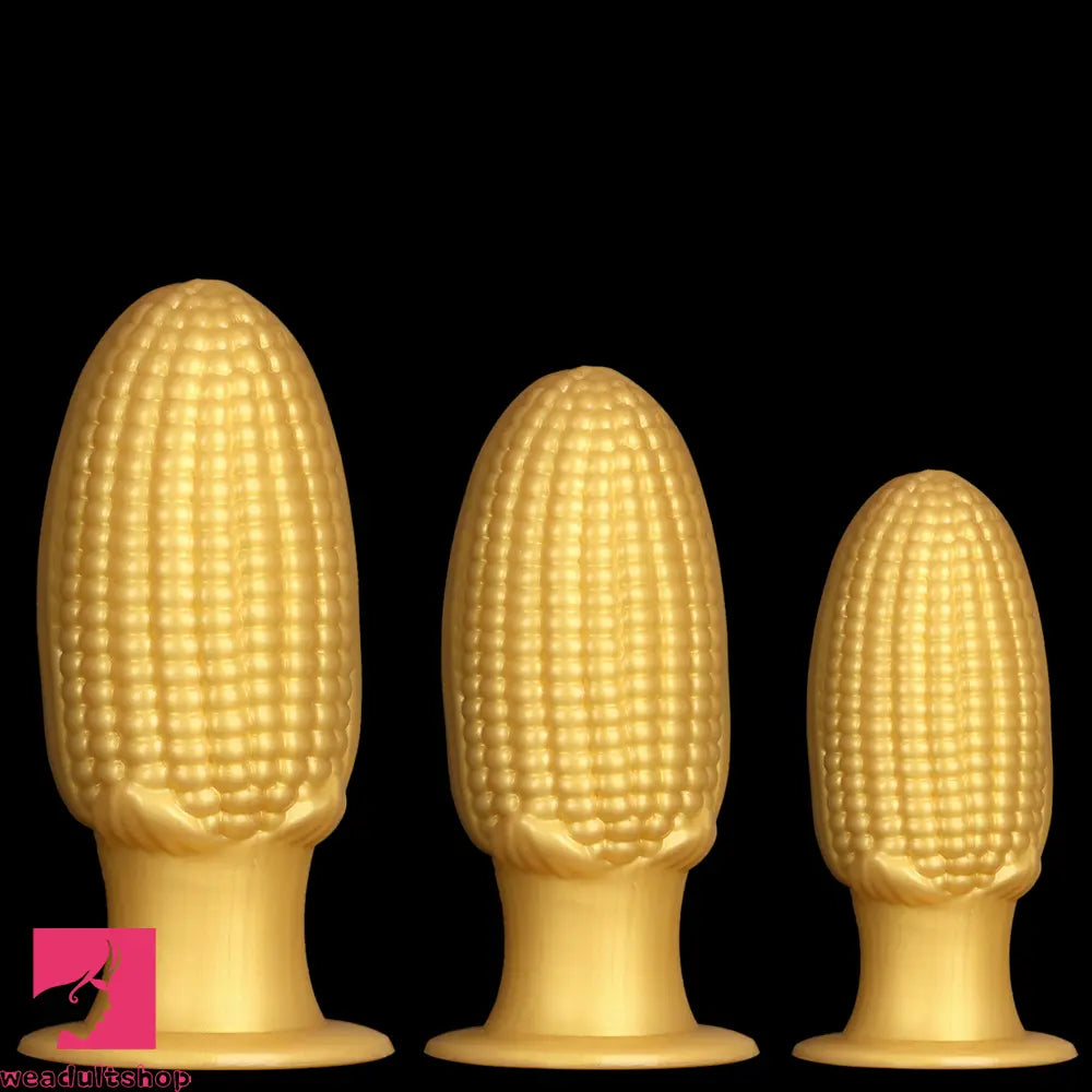 5.9in 6.7in 8.07in Liquid Silicone Thread Granules Soft Corn Gold Cock Dildo