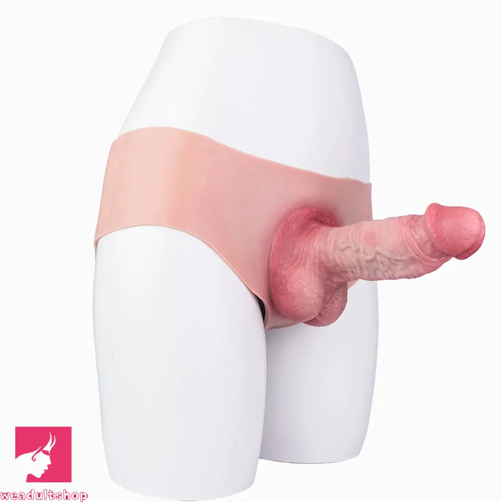 7.48in Real Skin Cock Sleeve Hollow Sleeve Cock Strap on Dildo For Sex