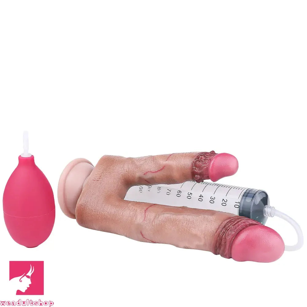 8.26in Double Density Silicone Soft Ejaculating Dual Ended Large Big Dildo