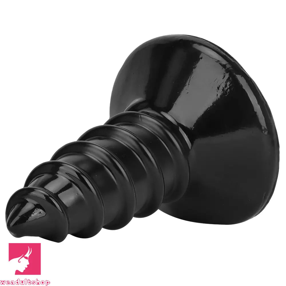 9.05in 11.22in Black Oversized Screw Giant PVC Penis Anal Plug Fat Dildo