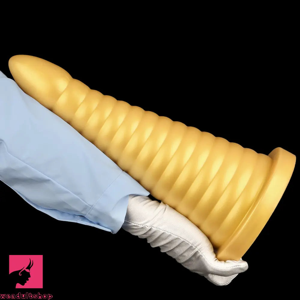 10.23in 14.56in Large Thread Gold Silicone Pagoda Thick Large Anal Dildo