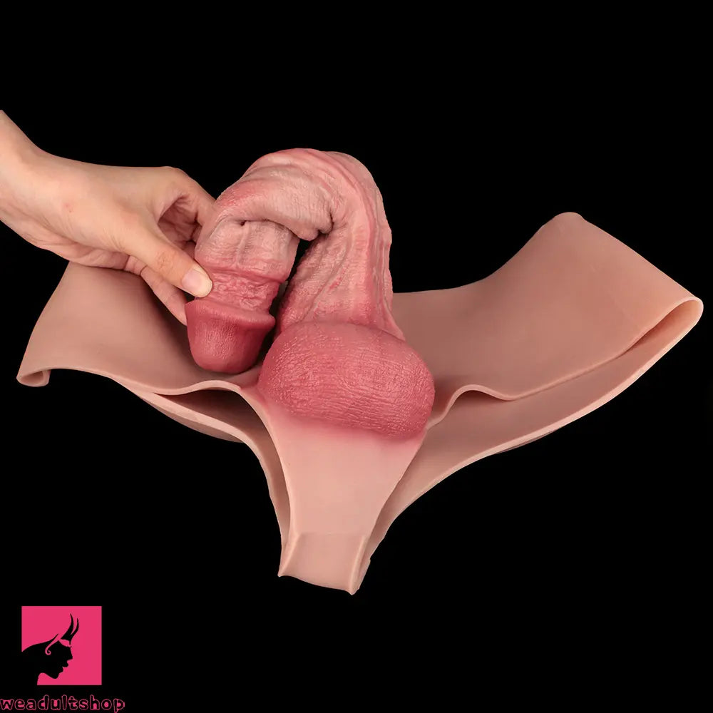 9.25in Hollow Penis Dildo Sleeve Silicone Soft Pants For Hands-Free Sex