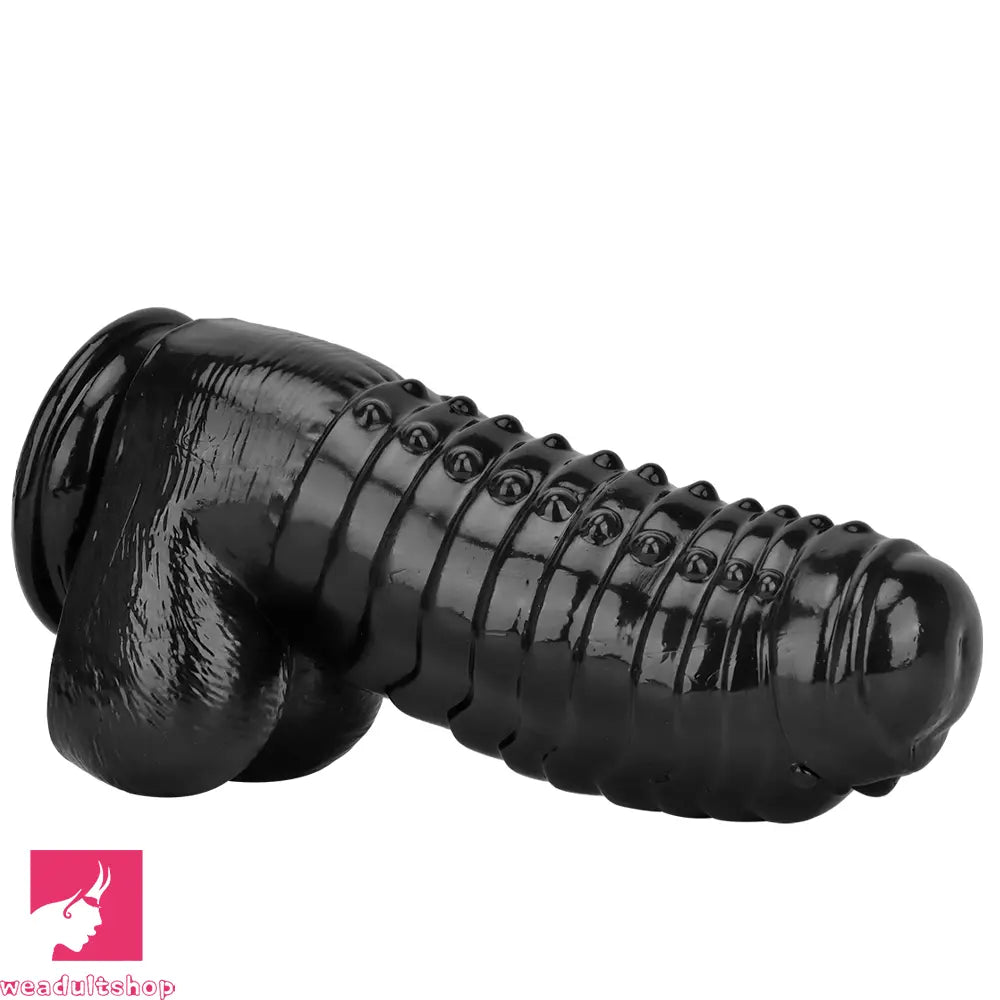 12.2in 13.38in Black PVC Large Thick Giant Caterpillar Clit Dilation Dildo