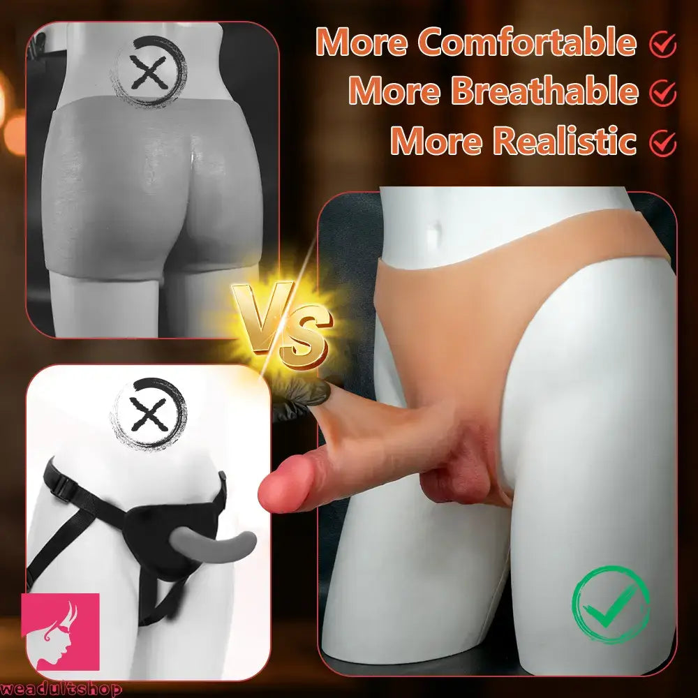 7.48in Solid Penis Strap Dildo Panty Sliding Skin Foreskin Dildo Cock Love