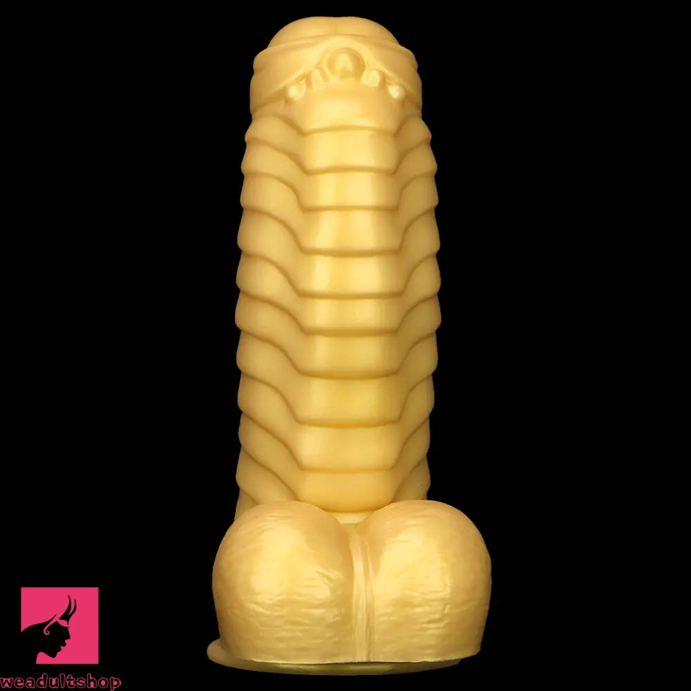12.2in 13.38in Golden Liquid Silicone Giant Caterpillar Anal Thick Cock Dildo