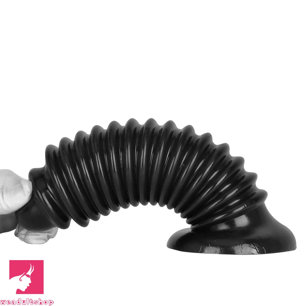 6.88in 9.84in Black Pointed Tip Threaded Big PVC Butt Plug Cock Dildo