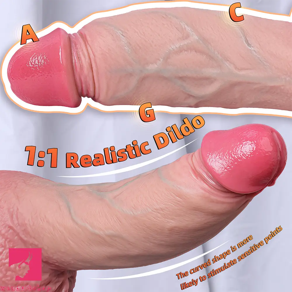 7.68in 9.06in 11.61in Dual Density Silicone Big Soft Dildo Lifelike Cock