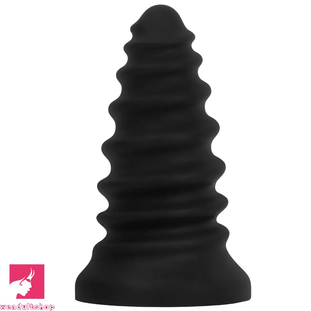 4.92in 5.7in 6.69in 7.48in Black Silicone Screws Anal Dilator Cock Dildo