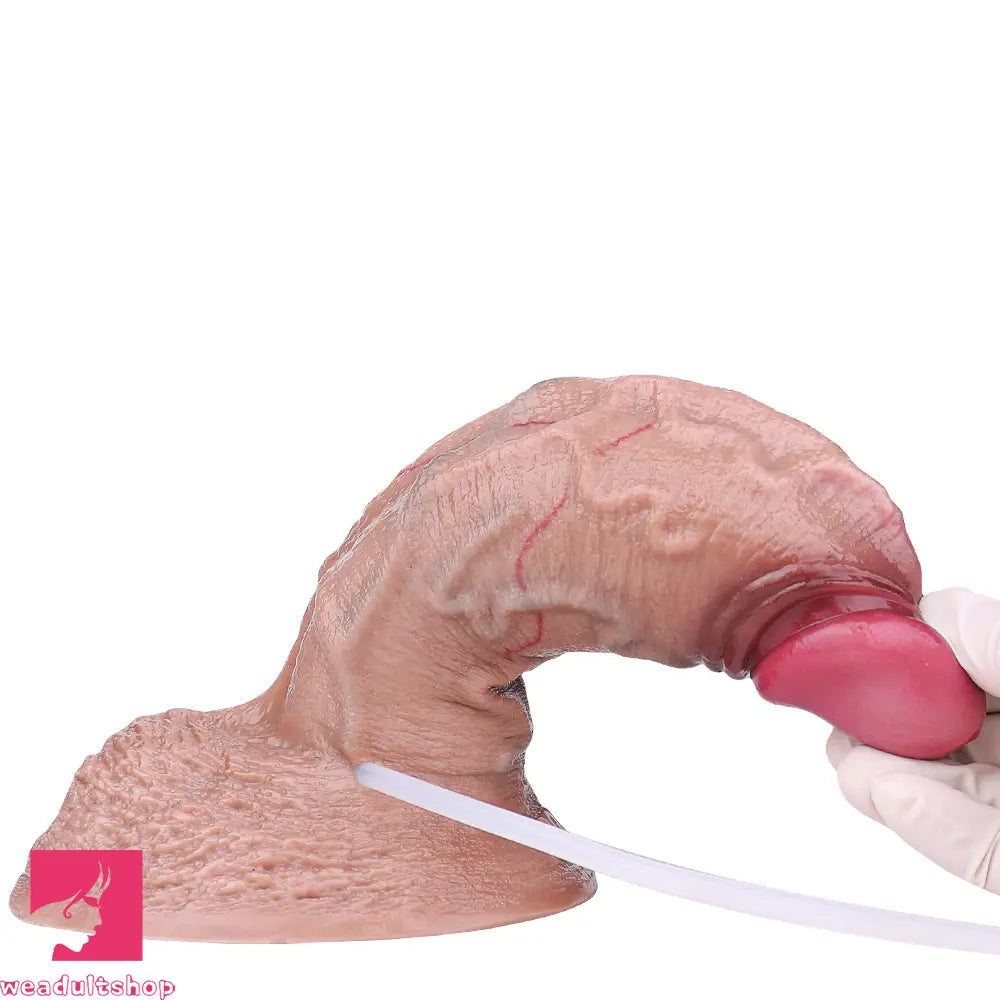 7.16in Double Density Silicone Soft Ejaculating Dildo For Suction Cup Cock