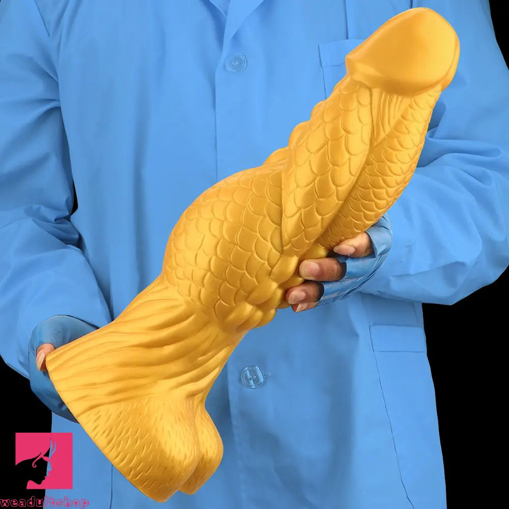 14.56in Gold Silicone Dragon Soft Big Long Realistic Animal Thick Dildo