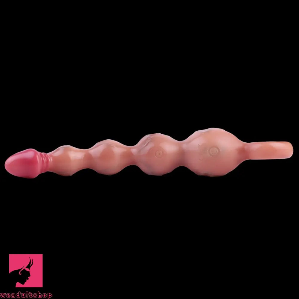 10.8in Big Vibrating Silicone Soft Pulling Beads Odd Dildo With 3 Motors