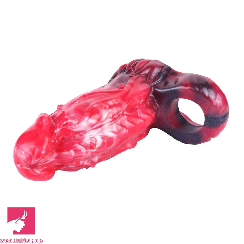 6.18in Spiked Sleeve Hollow Dildo Built-in keel Vibration Remote Penis Sleeve