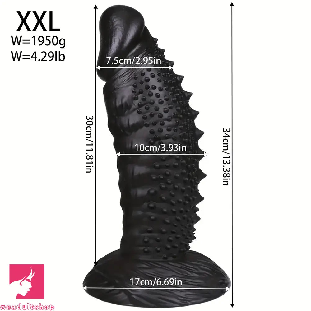 7.08in 8.66in 10.23in 11.81in 13.38in PVC Monster Large Barbed Particles Dildo