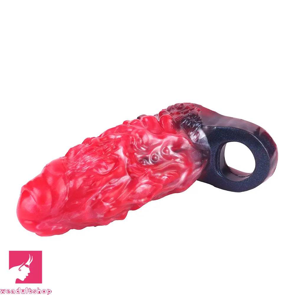 5.98in Uncut Soft Hollow Dildo Built-in keel Vibration Remote Penis Sleeve
