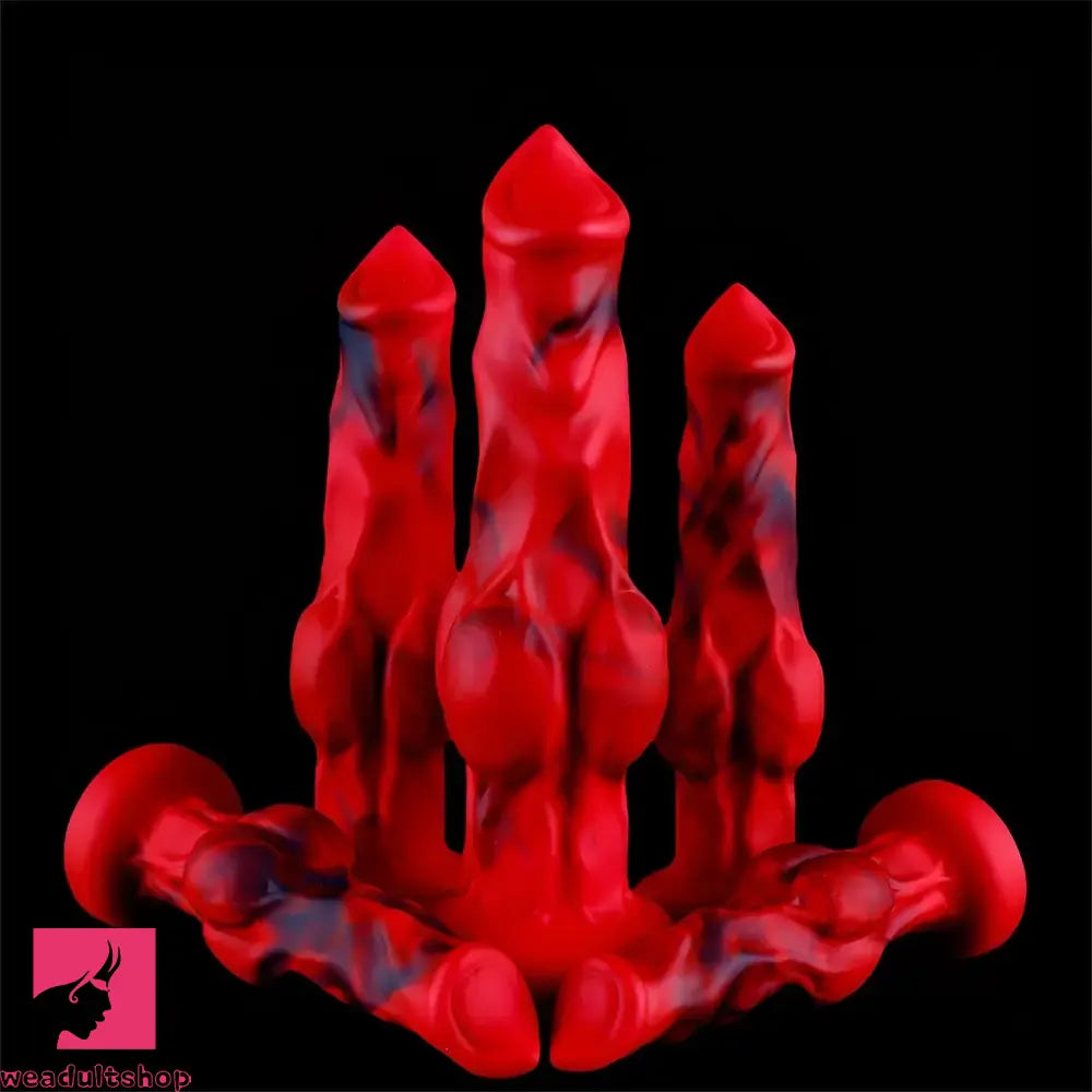 6.65in 7.63in 8.3in 9.25in 10.03in Red Black Odd Monster Dog Knot Dildo