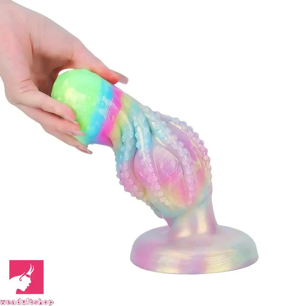 4.8in 5.7in 6.81in 7.87in 8.97in 10.39in Octopus Skull Silicone Luminous Dildo