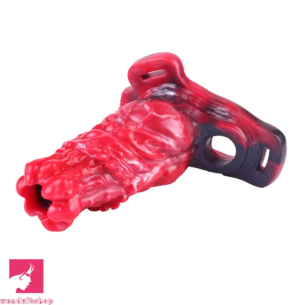 5.55in Odd Hollow Dildo Built-in keel Vibration Remote Strap on Penis Sleeve