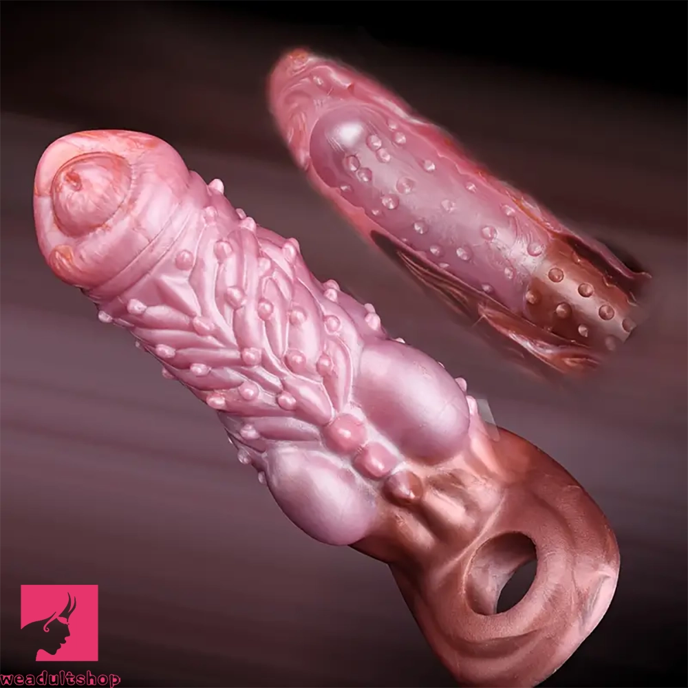 6.02in Multicolor Option Wolf Teeth Dildo Cock Sleeve Hollow Cock Sheath