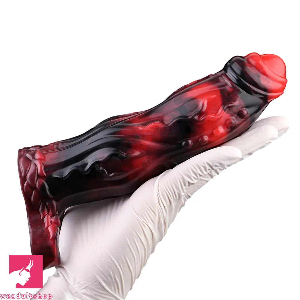 6.18in 6.85in 7.95in Uncut Dog Knot Spiked Soft Dildo Sleeve Penis Extender