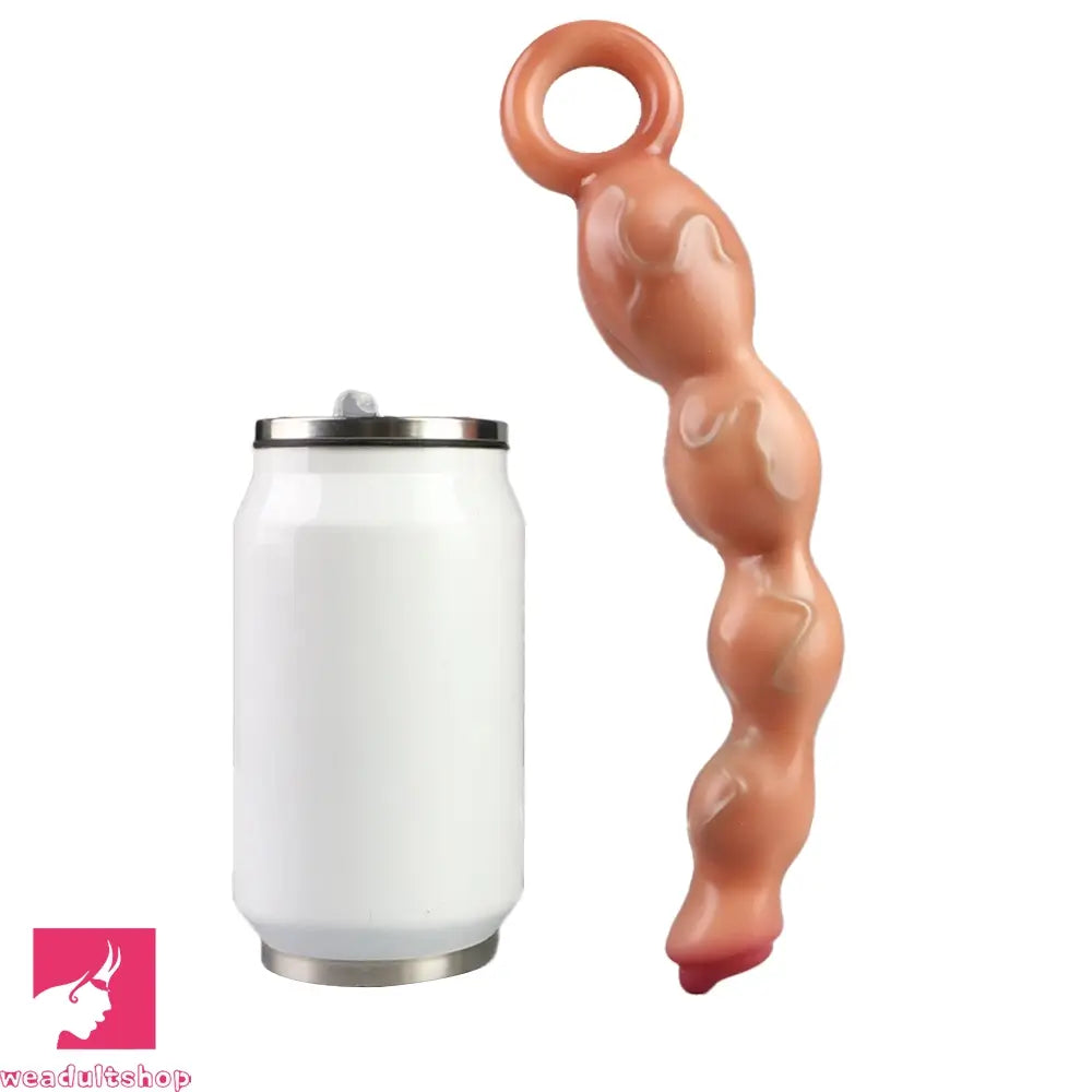 9.8in Big Vibrating Silicone Soft Pulling Beads Cock Dildo With 3 Motors