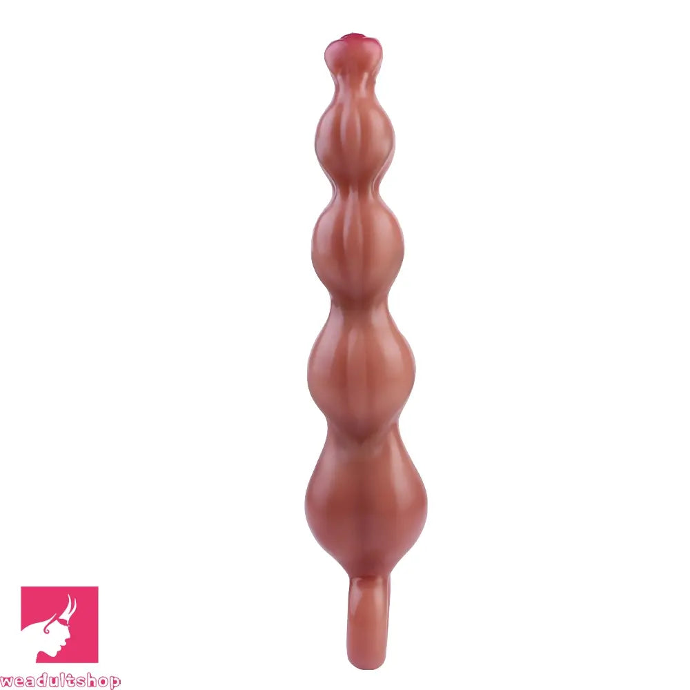 10.2in Big Vibrating Silicone Soft Pulling Beads Horse Dildo With 3 Motors