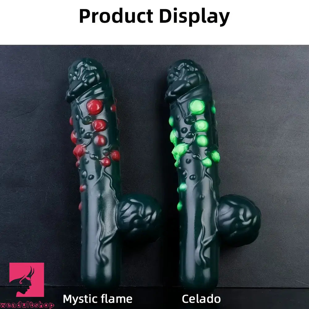 8.46in Liquid Silicone Soft Fantasy Spiked Handle Dildo Handy Masturbator