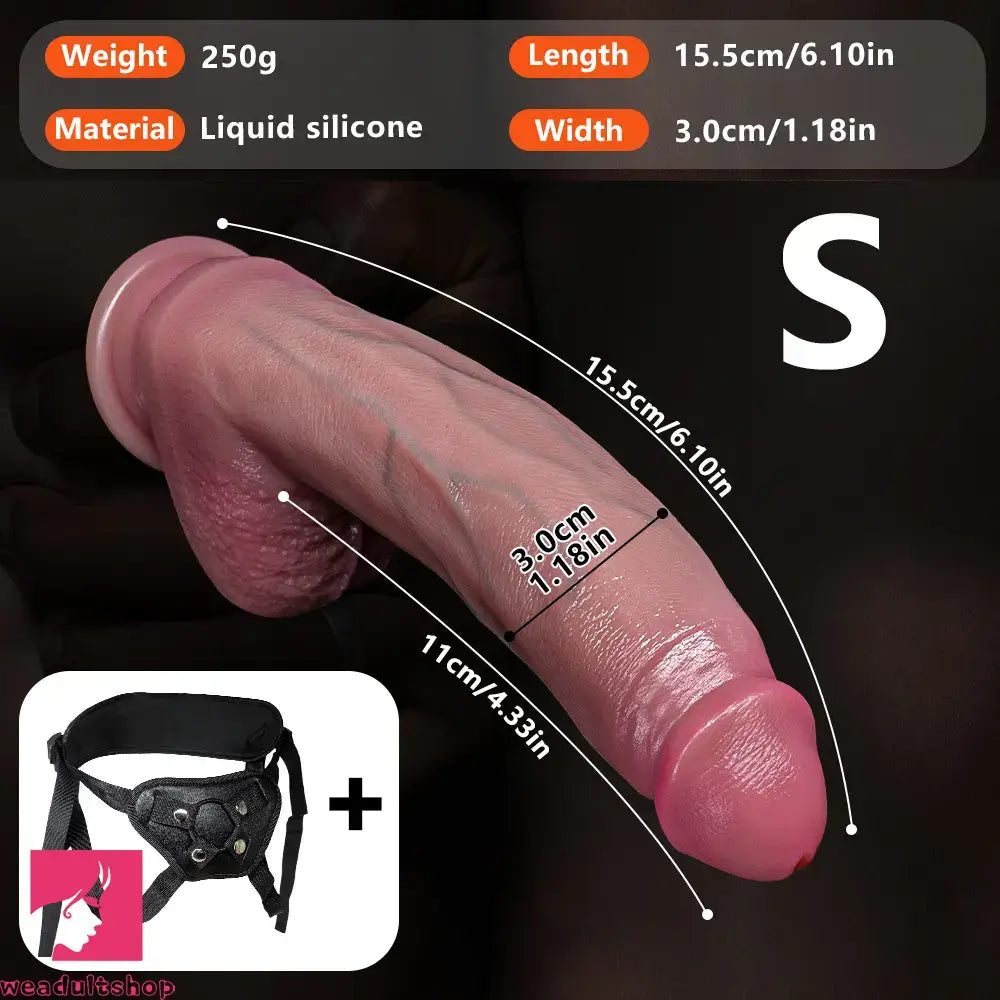 6.1in 7.67in 9.64in Curved Real Strap on Dildo Realistic Sex Toy For Love