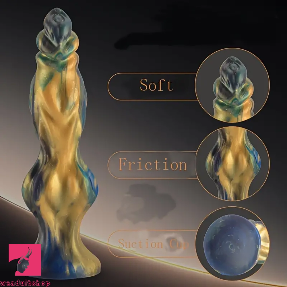 7.5in Mixed Color Soft Silicone Manual Knot Monster Dildo For Orgasm