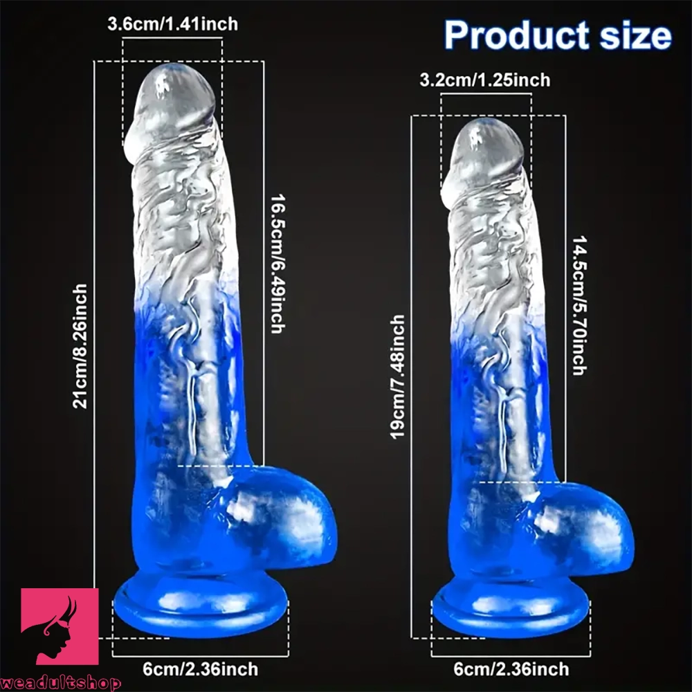 7.48in 8.26in Transparent Realistic TPE Dildo For Women Men Orgasm