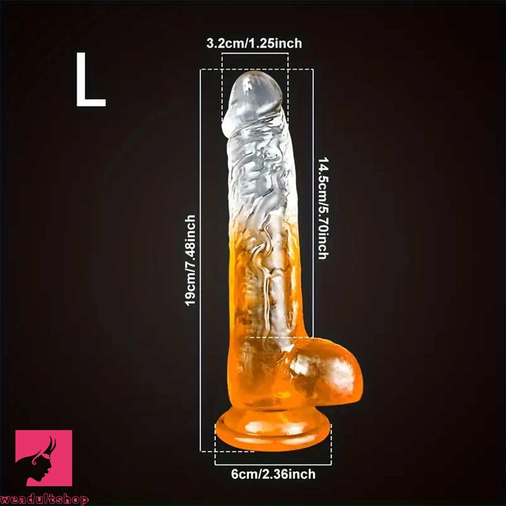 7.48in 8.26in Transparent Realistic TPE Dildo For Women Men Orgasm