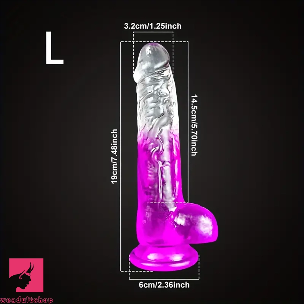 7.48in 8.26in Transparent Realistic TPE Dildo For Women Men Orgasm