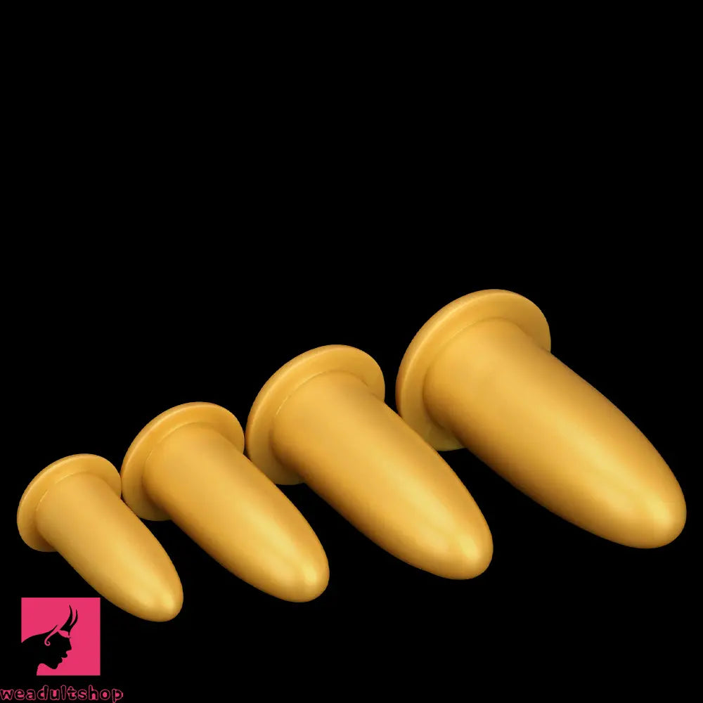 4.72in 5.7in 7.08in 8.26in Gold Silicone Soft Thick Missile Design Dildo Toy