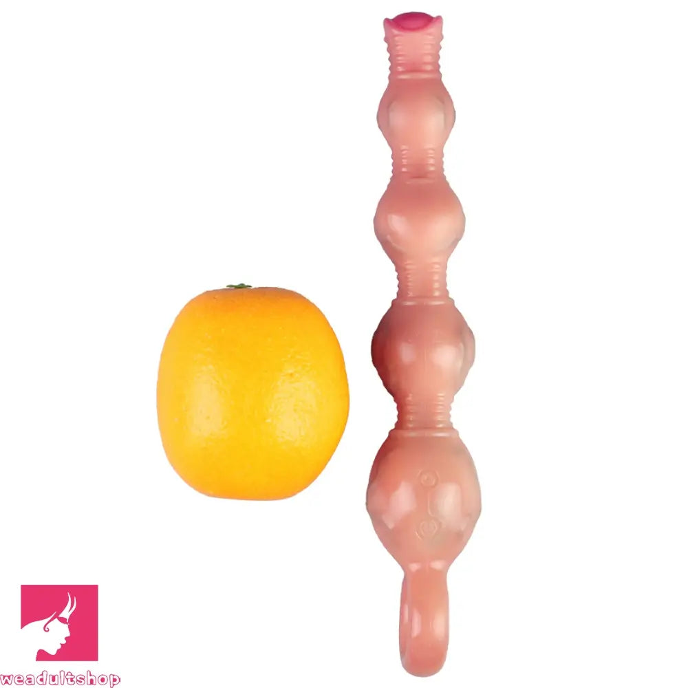 10.5in Big Vibrating Silicone Soft Pulling Beads G Spot Dildo With 3 Motors