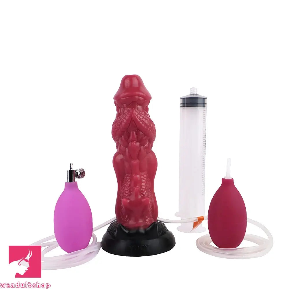 8.26in Dragon Ejaculating Inflatable Silicone Soft Animal Creature Odd Dildo