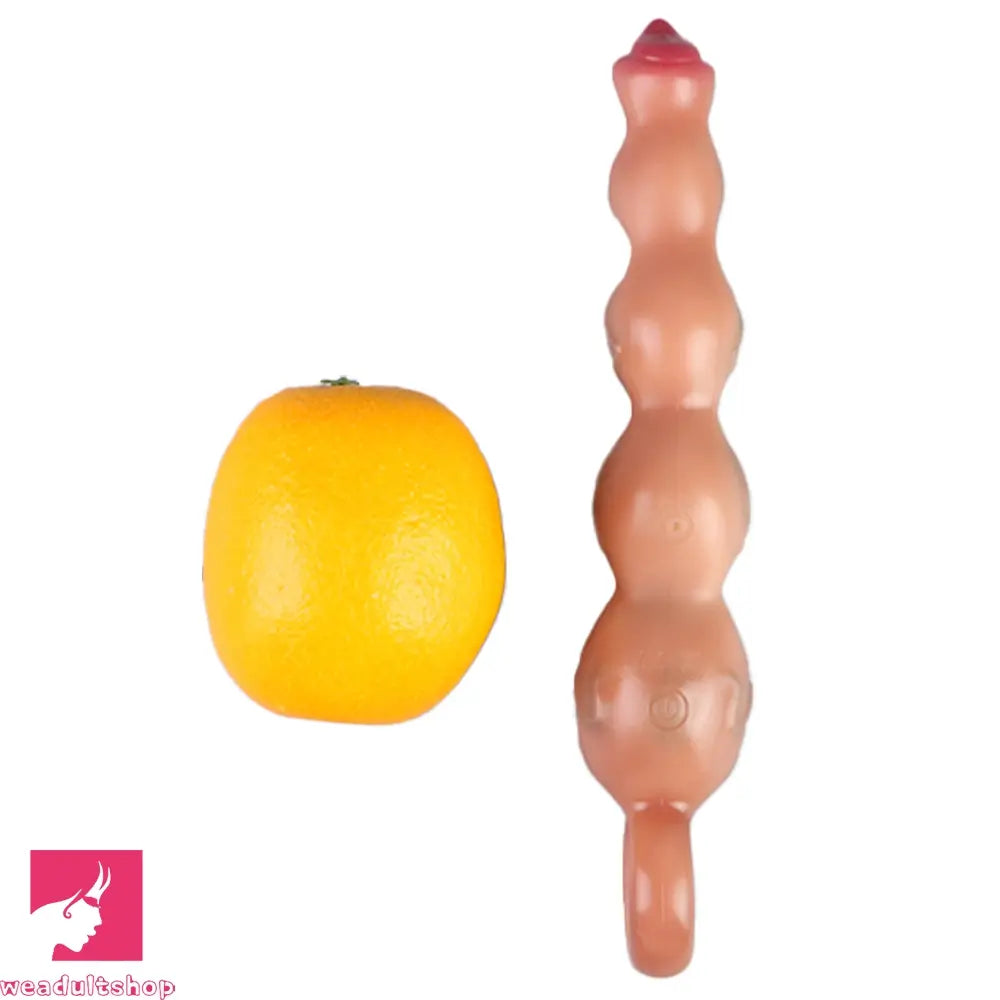 9.8in Big Vibrating Silicone Soft Pulling Beads Cock Dildo With 3 Motors