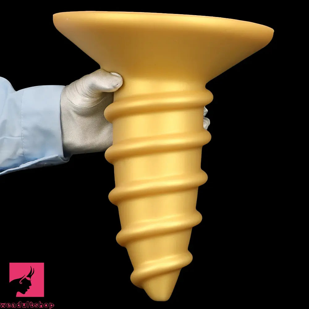 9.05in 11.22in Gold Silicone Screw Giant Cock Anal Plug Thick Fisting Dildo