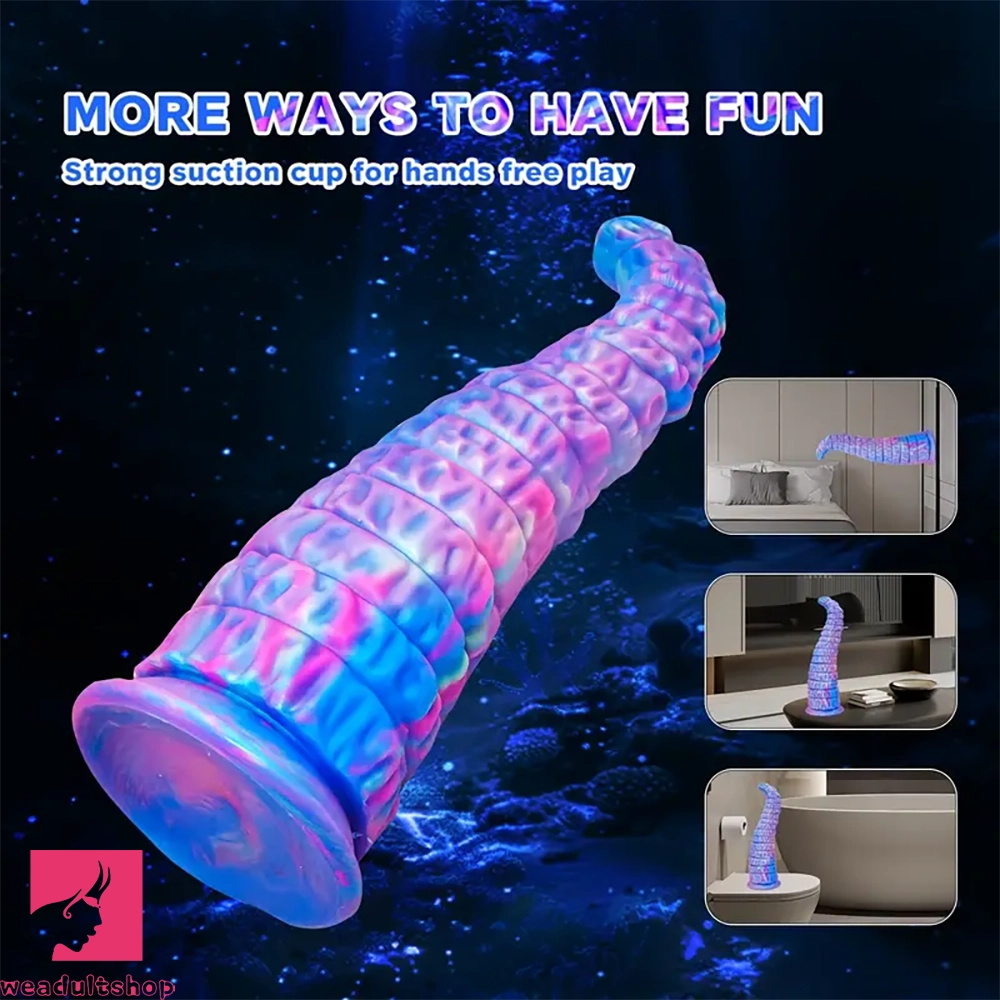 12.59in Monster Silicone Thick Tapered Head Raised Ridge Big Clit Dildo