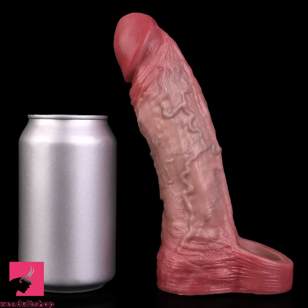 7.56in Lifelike Blue Veins Hollow Dildo Cock Sleeve With Cock Ring For Sex