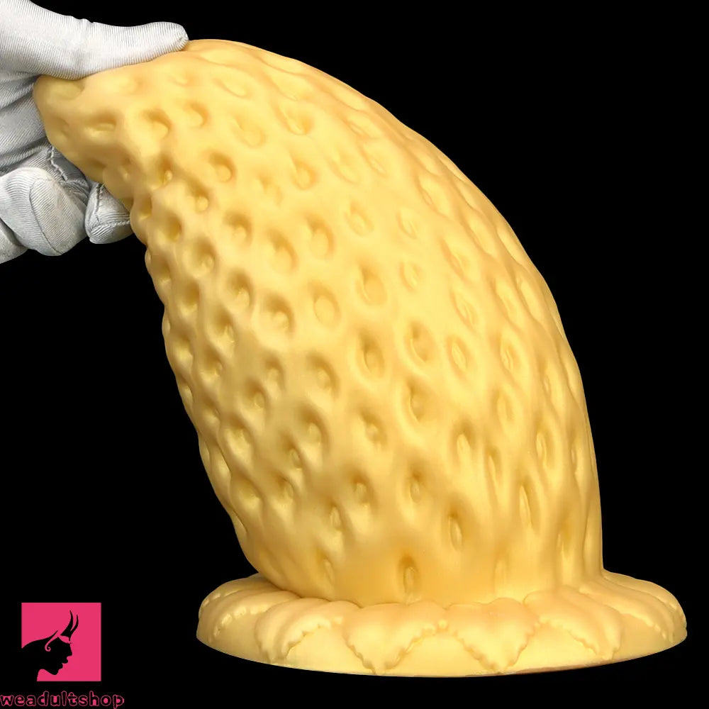 5.9in 8.07in 9.84in Gold Silicone Thick Strawberry Penis Anal Plug Dildo