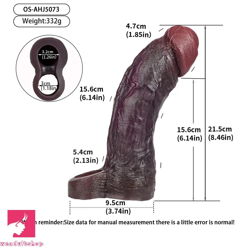 8.46in Uncut Realistic Texture Design Reusable Cock Cover Dildo Sleeve