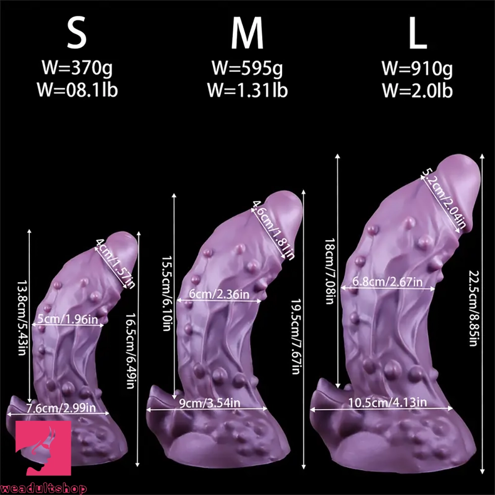 6.49in 7.67in 8.85in Purple Monster Big Flexible Barbed Alien Odd Dildo