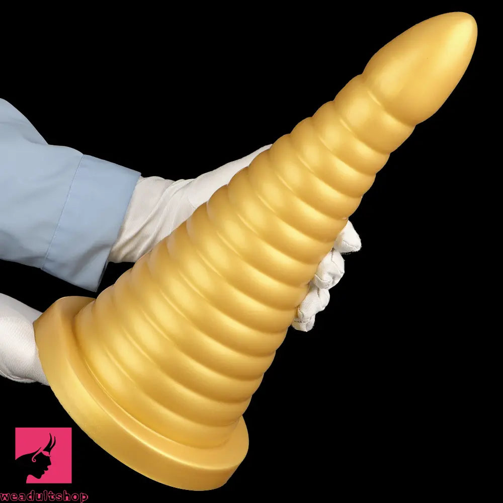10.23in 14.56in Large Thread Gold Silicone Pagoda Thick Large Anal Dildo