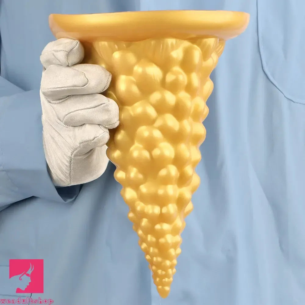 7.87in Golden Silicone Soft Anal Plug Clit Expansion Suction Cup Dildo