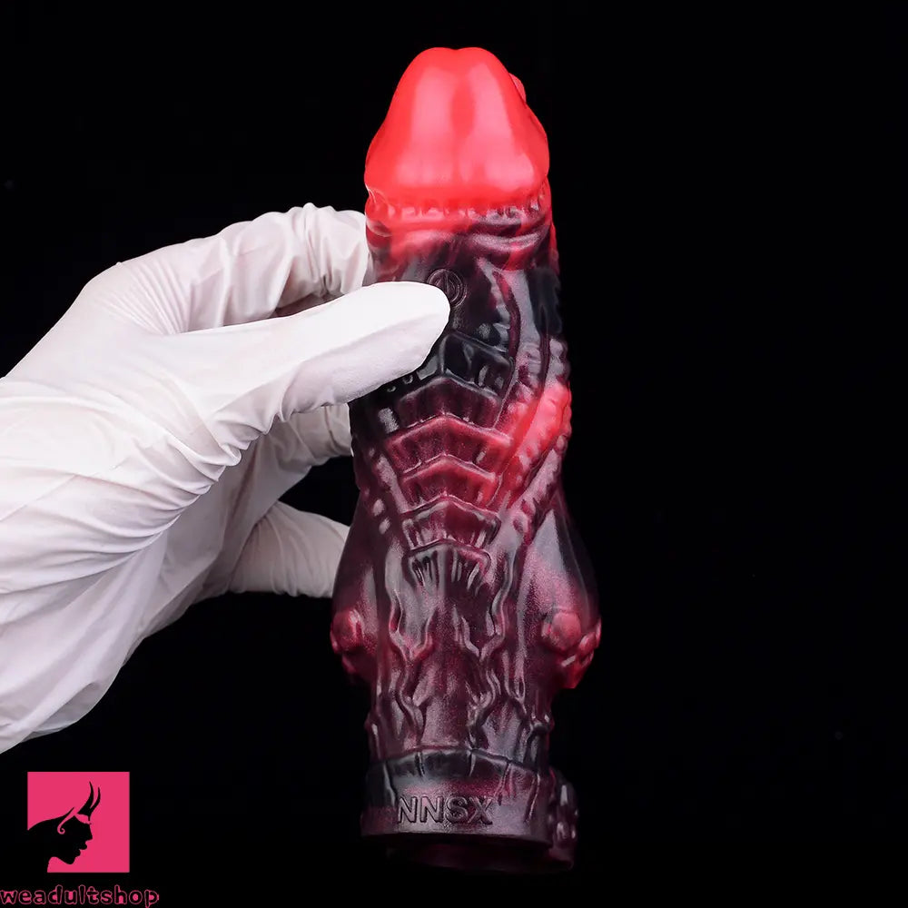 5.98in Silicone Dog Cock Hollow Sleeve Knot Dildo With Cock Ring For Clit