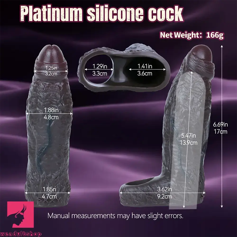 6.69in Uncut Vivid Glans Lifelike Veins Penis Sleeve Dildo Adult Love Toy