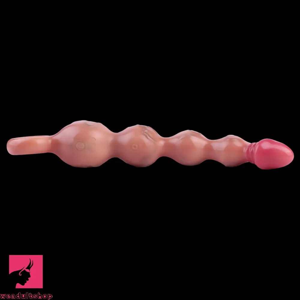 10.8in Big Vibrating Silicone Soft Pulling Beads Odd Dildo With 3 Motors
