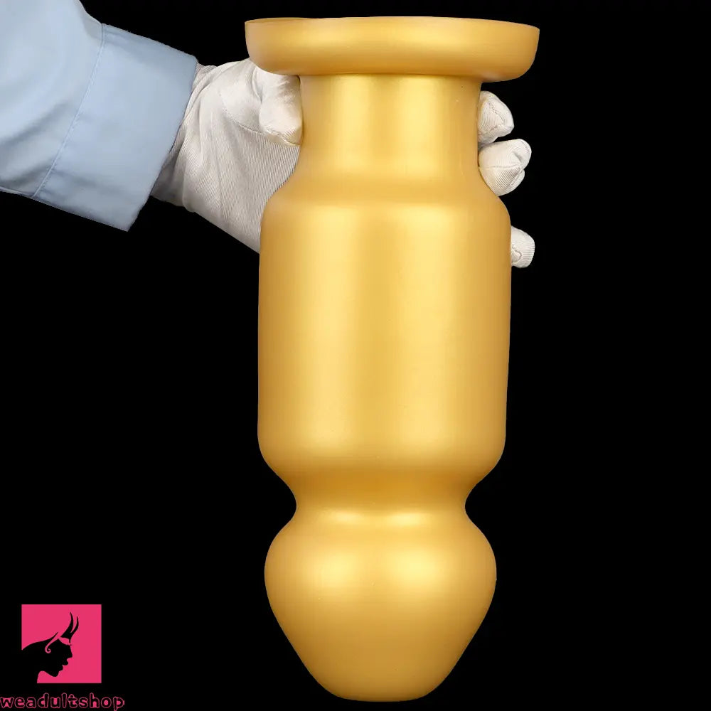 7.87in 11.22in Golden Silicone Soft Big Anal Plug Dildo For Clit Expansion