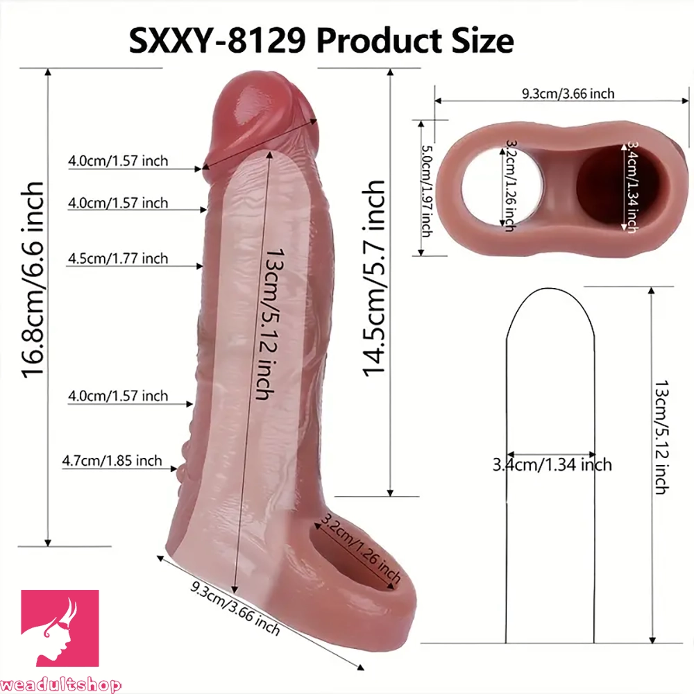 5.5in 6.3in 6.57in 6.6in 6.7in Silicone Penis Dildo Sleeve With Penis Ring