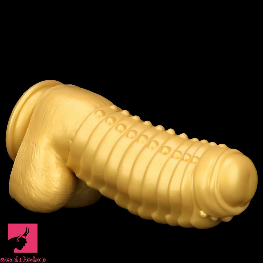 12.2in 13.38in Golden Liquid Silicone Giant Caterpillar Anal Thick Cock Dildo